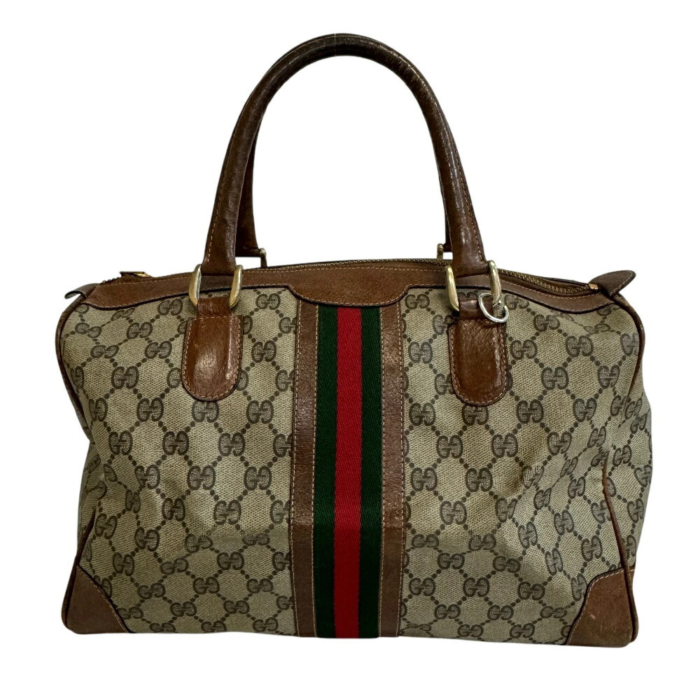 GUCCI Boston Bag GG Sherry Brown